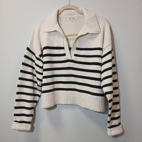 Reformation Sweaters - Reformation womens small organic cotton sweater cream black boxy spring summer